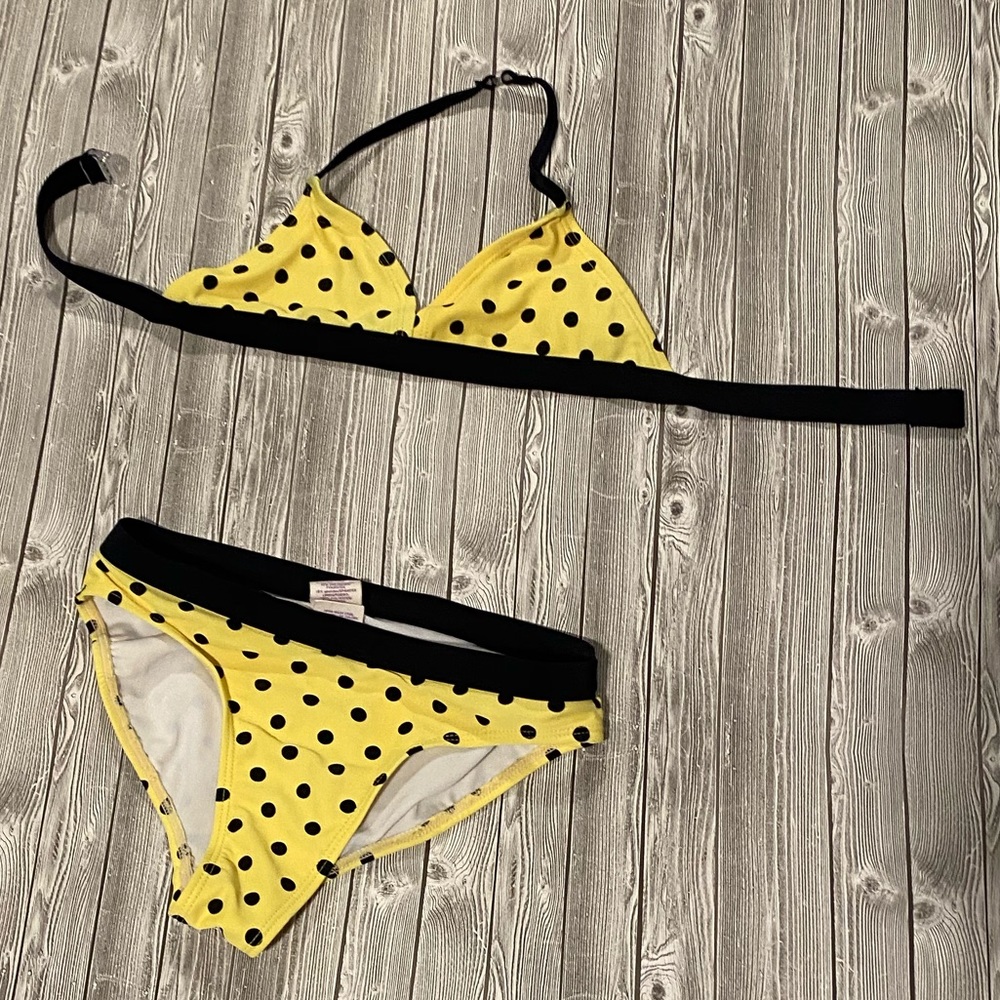 Sold - Kids yellow polka dots bikini size 6-6x